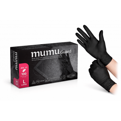 Rękawice rękawiczki nitrylowe czarne bezpudrowe MUMU